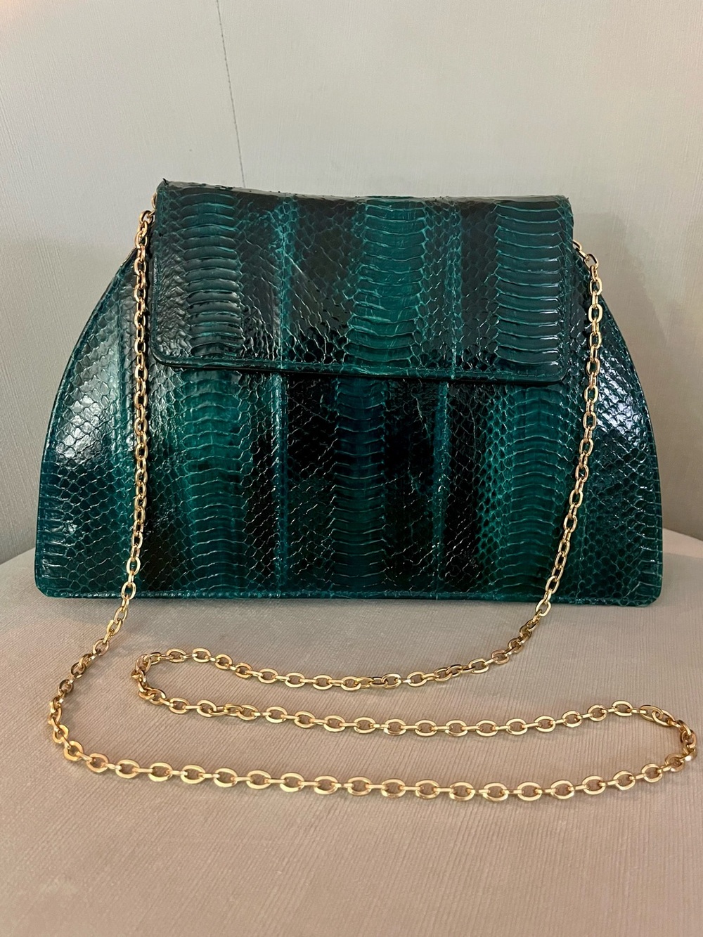 Vintage Genuine Python Skin Clutch – Teal Iridescent Snakeskin Evening Bag - Picture 5 of 14